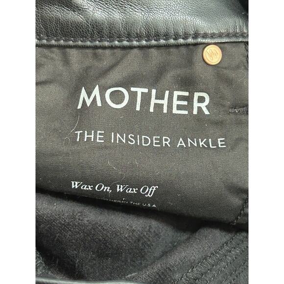 Mother Women's Mid Rise Faux Leather The Insider Ankle Jeans in Black Size 23 - Picture 6 of 14